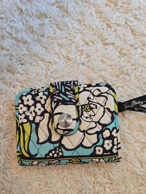 Vera Bradley Floral Quilted Wallet - Blue, Black & White